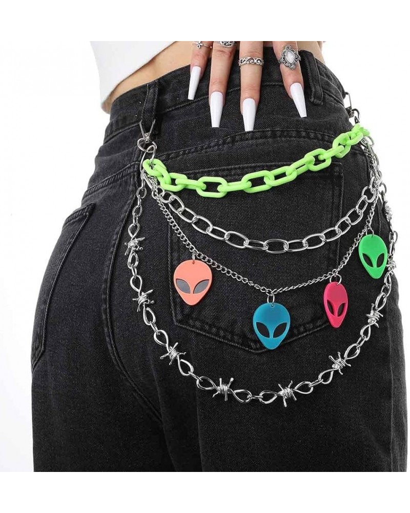 Hip Hop Pants Chain Goth Jean Chains Star Punk Pocket Chain for Women Layered Acrylic Keychains Cute Trouser Chain Rock Walle...