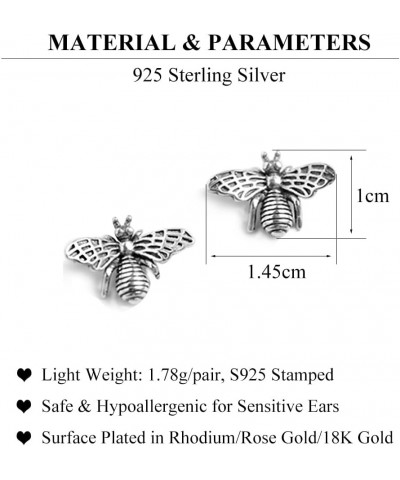 SLUYNZ 925 Sterling Silver Bee Earrings Studs for Women Teen Girls Cute Bumble Bee Earrings A-Silver $10.82 Earrings