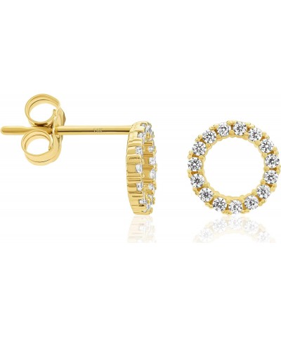 14k Yellow Gold CZ Circle Minimalist Open Halo Stud Earrings $31.87 Earrings