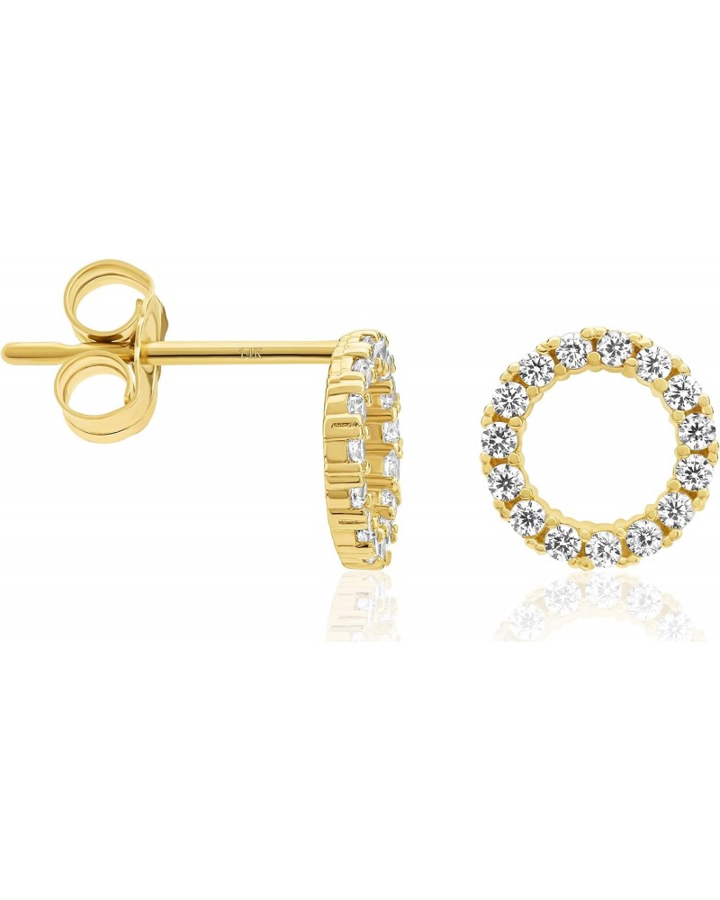 14k Yellow Gold CZ Circle Minimalist Open Halo Stud Earrings $31.87 Earrings