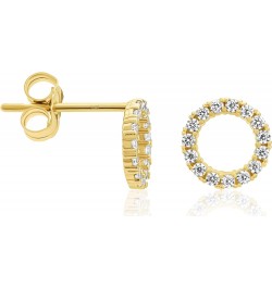 14k Yellow Gold CZ Circle Minimalist Open Halo Stud Earrings $31.87 Earrings