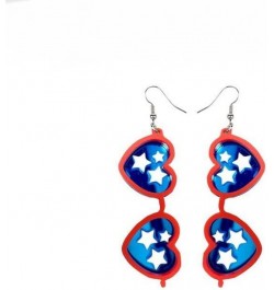 4th of July Patriotic Flash Earrings Red White and blue American flag Star Glasses Cow love goblin Acrylic Earrings Jewelry W...