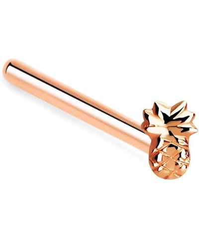 925 Sterling Silver Straight or 18K Gold Plated Pineapple Nose Ring 22G Rose Gold - 10mm Straight $10.63 Body Jewelry