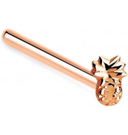 925 Sterling Silver Straight or 18K Gold Plated Pineapple Nose Ring 22G Rose Gold - 10mm Straight $10.63 Body Jewelry