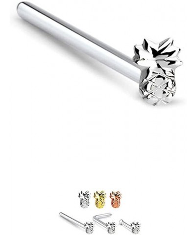 925 Sterling Silver Straight or 18K Gold Plated Pineapple Nose Ring 22G Rose Gold - 10mm Straight $10.63 Body Jewelry