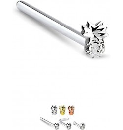 925 Sterling Silver Straight or 18K Gold Plated Pineapple Nose Ring 22G Rose Gold - 10mm Straight $10.63 Body Jewelry