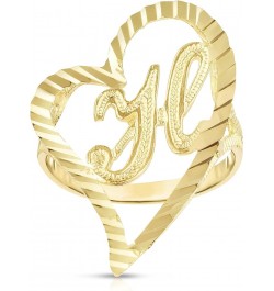 10k Yellow Gold Small Medium or Large A-Z Cursive initial Letter Heart Ring H-Large $83.48 Others