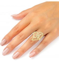 10k Yellow Gold Small Medium or Large A-Z Cursive initial Letter Heart Ring H-Large $83.48 Others