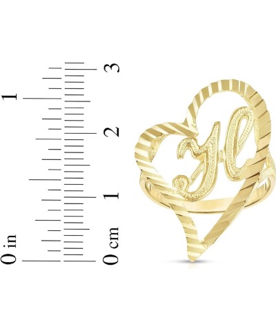 10k Yellow Gold Small Medium or Large A-Z Cursive initial Letter Heart Ring H-Large $83.48 Others