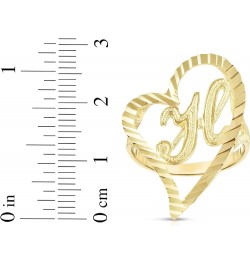 10k Yellow Gold Small Medium or Large A-Z Cursive initial Letter Heart Ring H-Large $83.48 Others