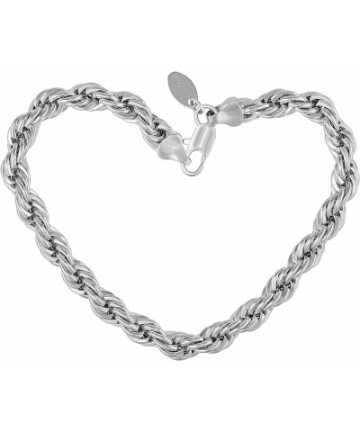 7mm Rope Chain Bracelet for Men and Women 24K Real Gold Plated White Gold 7 inches $34.80 Bracelets