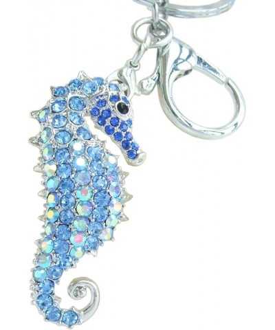 Sindary Charming Animal 2.16" Seahorse Keychain Pendant Rhinestone Crystal K2254 Silver-Tone Blue $11.51 Pendants