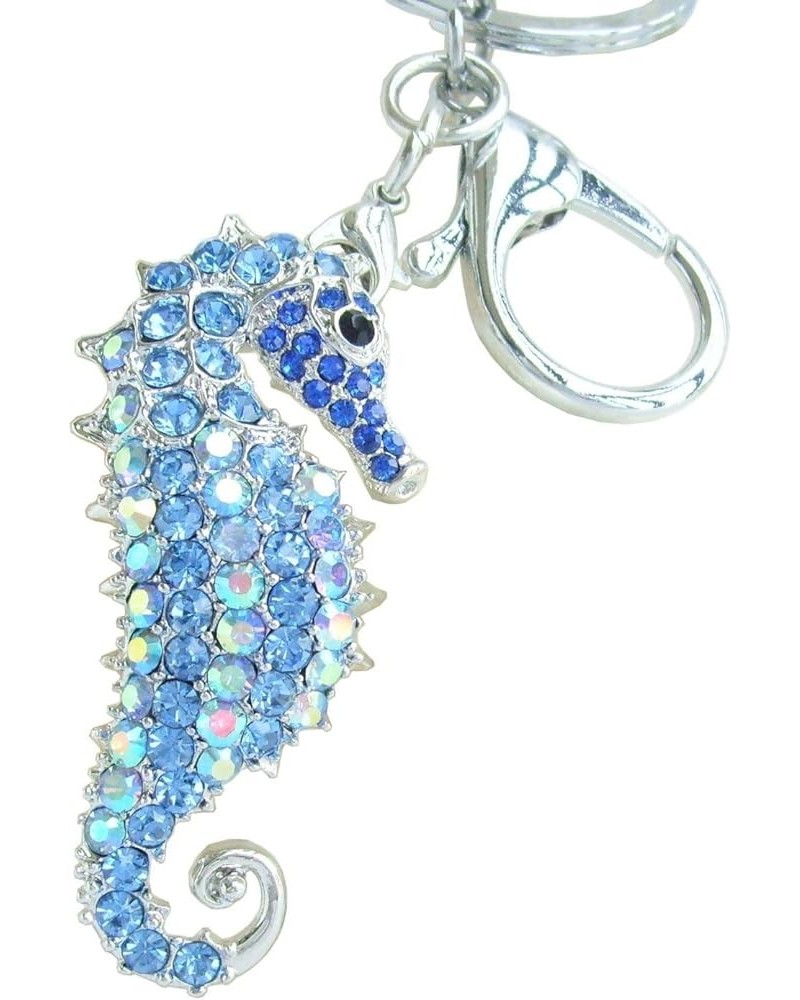 Sindary Charming Animal 2.16" Seahorse Keychain Pendant Rhinestone Crystal K2254 Silver-Tone Blue $11.51 Pendants