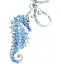 Sindary Charming Animal 2.16" Seahorse Keychain Pendant Rhinestone Crystal K2254 Silver-Tone Blue $11.51 Pendants