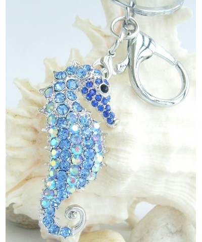 Sindary Charming Animal 2.16" Seahorse Keychain Pendant Rhinestone Crystal K2254 Silver-Tone Blue $11.51 Pendants