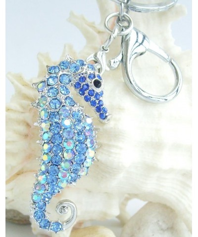 Sindary Charming Animal 2.16" Seahorse Keychain Pendant Rhinestone Crystal K2254 Silver-Tone Blue $11.51 Pendants