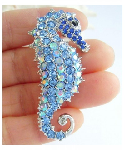 Sindary Charming Animal 2.16" Seahorse Keychain Pendant Rhinestone Crystal K2254 Silver-Tone Blue $11.51 Pendants