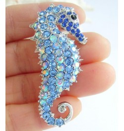 Sindary Charming Animal 2.16" Seahorse Keychain Pendant Rhinestone Crystal K2254 Silver-Tone Blue $11.51 Pendants