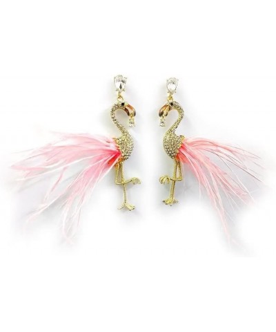 Boho Flamingo Earrings Tassel Feather Earrings Long Dangle Drop Earrings Fashion Flamingo Jewelry For Women Girls Pink $7.01 ...