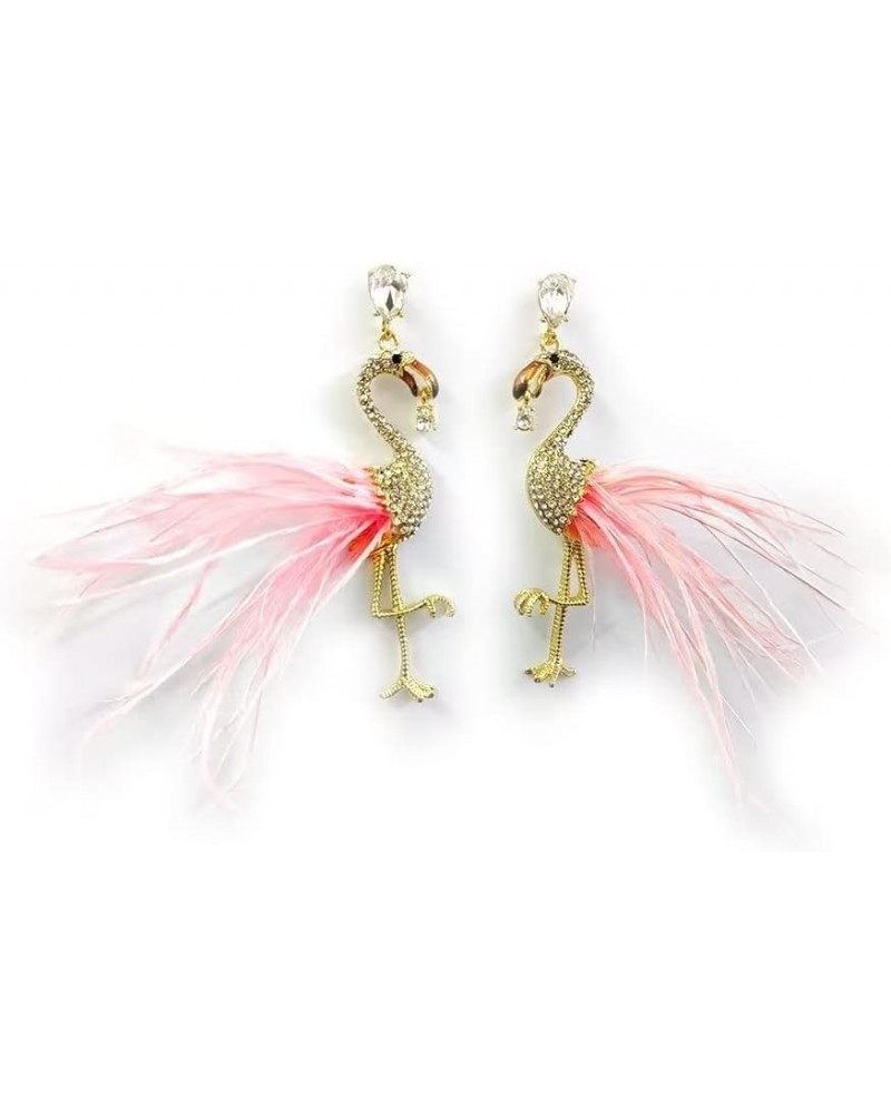 Boho Flamingo Earrings Tassel Feather Earrings Long Dangle Drop Earrings Fashion Flamingo Jewelry For Women Girls Pink $7.01 ...