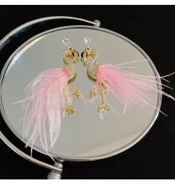 Boho Flamingo Earrings Tassel Feather Earrings Long Dangle Drop Earrings Fashion Flamingo Jewelry For Women Girls Pink $7.01 ...