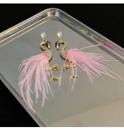 Boho Flamingo Earrings Tassel Feather Earrings Long Dangle Drop Earrings Fashion Flamingo Jewelry For Women Girls Pink $7.01 ...