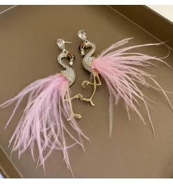 Boho Flamingo Earrings Tassel Feather Earrings Long Dangle Drop Earrings Fashion Flamingo Jewelry For Women Girls Pink $7.01 ...