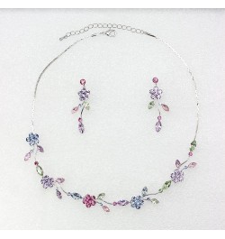 Gorgeous Rhinestone Crystal Floral Necklace Earrings Set Multicolors $23.43 Jewelry Sets