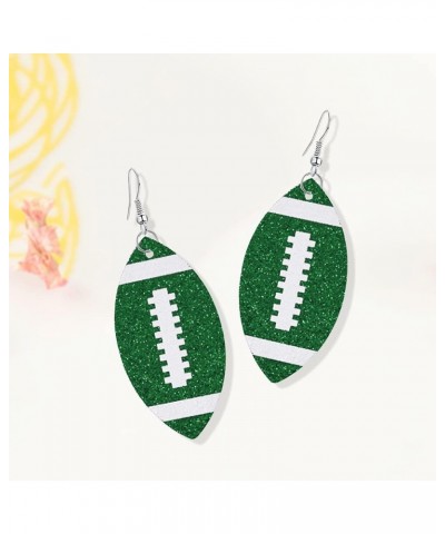 Handmade Lightweight Bohemian Faux Leather Football Dangle Drop Earrings Unique Sparkly Glitter Ball Earrings for Women Girls...