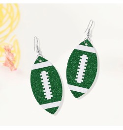 Handmade Lightweight Bohemian Faux Leather Football Dangle Drop Earrings Unique Sparkly Glitter Ball Earrings for Women Girls...