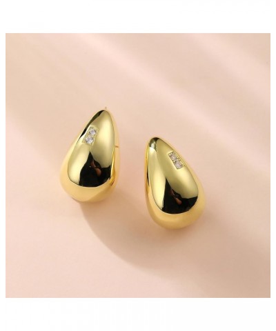 Chunky Gold Hoop Earrings for Women Lightweight Teardrop Dupes Earrings 925 Sterling Silver Post Large Drop Earrings Gold Pla...