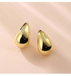 Chunky Gold Hoop Earrings for Women Lightweight Teardrop Dupes Earrings 925 Sterling Silver Post Large Drop Earrings Gold Pla...