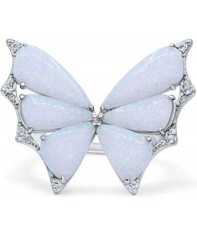 Butterfly Petite Dainty Thumb Ring Lab Created Opal Fashion Ring 925 Sterling Silver Lab Created White Opal $45.36 Others