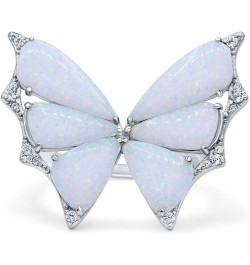 Butterfly Petite Dainty Thumb Ring Lab Created Opal Fashion Ring 925 Sterling Silver Lab Created White Opal $45.36 Others