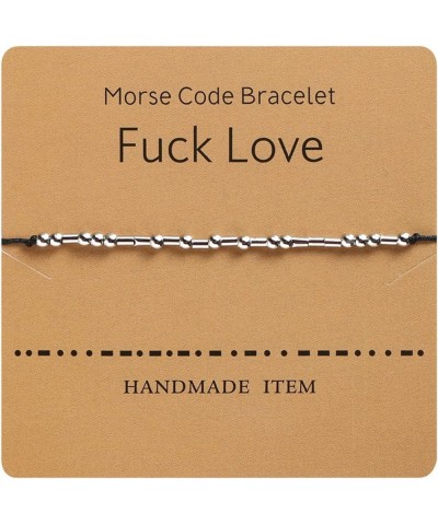 Morse Code Bracelets for Women,Morse Code Bracelets with Adjustable String,Inspirational Gifts for Women Girls Friends Fuck l...