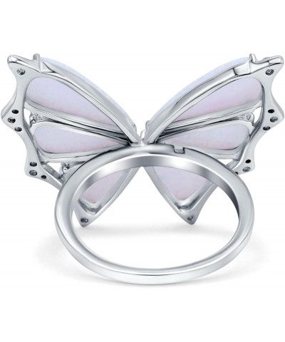 Butterfly Petite Dainty Thumb Ring Lab Created Opal Fashion Ring 925 Sterling Silver Lab Created White Opal $45.36 Others