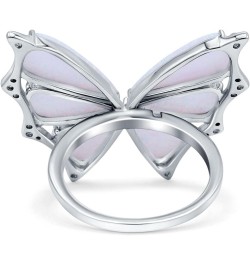 Butterfly Petite Dainty Thumb Ring Lab Created Opal Fashion Ring 925 Sterling Silver Lab Created White Opal $45.36 Others