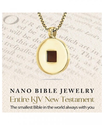 Christian Necklace with Smallest Nano Bible - on Stylish Round Pendant for Women with Entire KJV New Testament Holy Scripture...