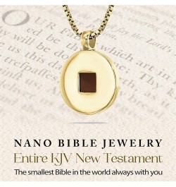 Christian Necklace with Smallest Nano Bible - on Stylish Round Pendant for Women with Entire KJV New Testament Holy Scripture...