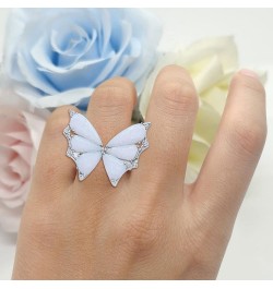 Butterfly Petite Dainty Thumb Ring Lab Created Opal Fashion Ring 925 Sterling Silver Lab Created White Opal $45.36 Others