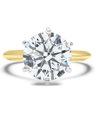 CZ Ring Round Yellow Gold Wedding Engagement Heavy Band 14k Cubic Zirconia Simulant Solitaire 6 prong 3ct $187.20 Rings