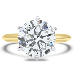 CZ Ring Round Yellow Gold Wedding Engagement Heavy Band 14k Cubic Zirconia Simulant Solitaire 6 prong 3ct $187.20 Rings