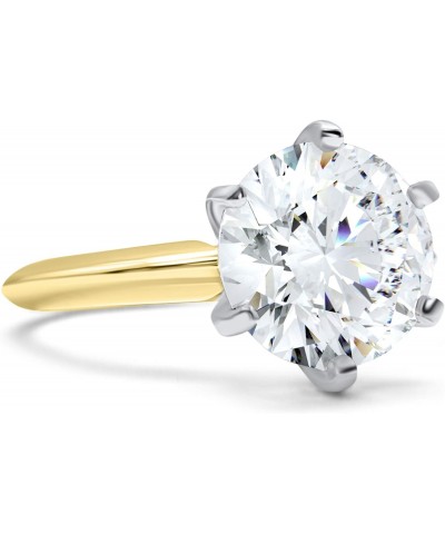 CZ Ring Round Yellow Gold Wedding Engagement Heavy Band 14k Cubic Zirconia Simulant Solitaire 6 prong 3ct $187.20 Rings