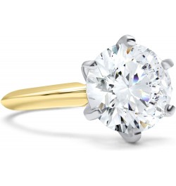 CZ Ring Round Yellow Gold Wedding Engagement Heavy Band 14k Cubic Zirconia Simulant Solitaire 6 prong 3ct $187.20 Rings