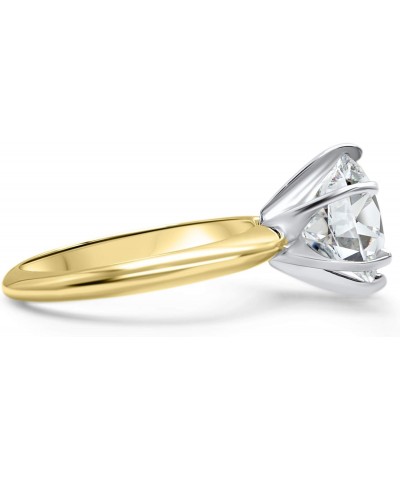 CZ Ring Round Yellow Gold Wedding Engagement Heavy Band 14k Cubic Zirconia Simulant Solitaire 6 prong 3ct $187.20 Rings