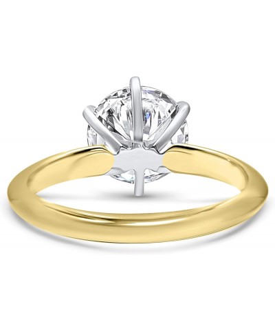 CZ Ring Round Yellow Gold Wedding Engagement Heavy Band 14k Cubic Zirconia Simulant Solitaire 6 prong 3ct $187.20 Rings