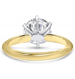 CZ Ring Round Yellow Gold Wedding Engagement Heavy Band 14k Cubic Zirconia Simulant Solitaire 6 prong 3ct $187.20 Rings