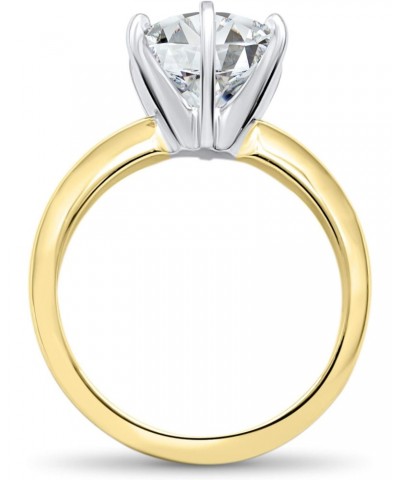 CZ Ring Round Yellow Gold Wedding Engagement Heavy Band 14k Cubic Zirconia Simulant Solitaire 6 prong 3ct $187.20 Rings