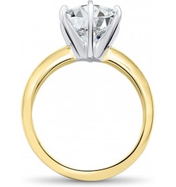 CZ Ring Round Yellow Gold Wedding Engagement Heavy Band 14k Cubic Zirconia Simulant Solitaire 6 prong 3ct $187.20 Rings