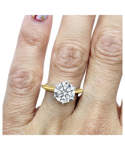 CZ Ring Round Yellow Gold Wedding Engagement Heavy Band 14k Cubic Zirconia Simulant Solitaire 6 prong 3ct $187.20 Rings